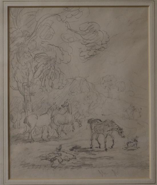 Samuel Prout Study of a horse 2.5 x 4in. and 7.5 x 6.25in.